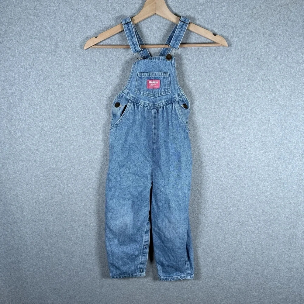 Vintage oshkosh overalls girls 4T denim blue made USA 90s